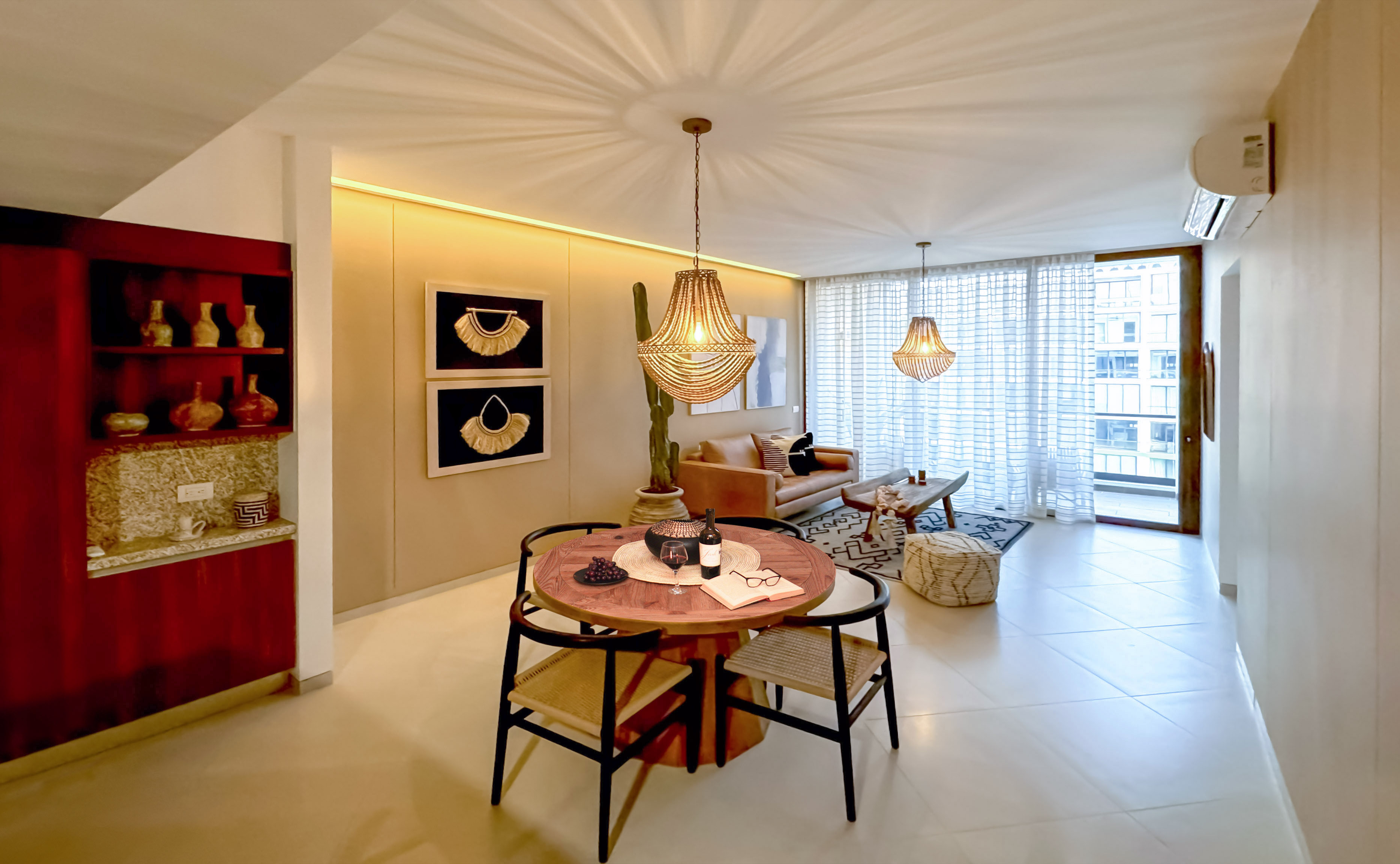 A styled interior at Bosques Ciudad Mayakoba, Torre Roble