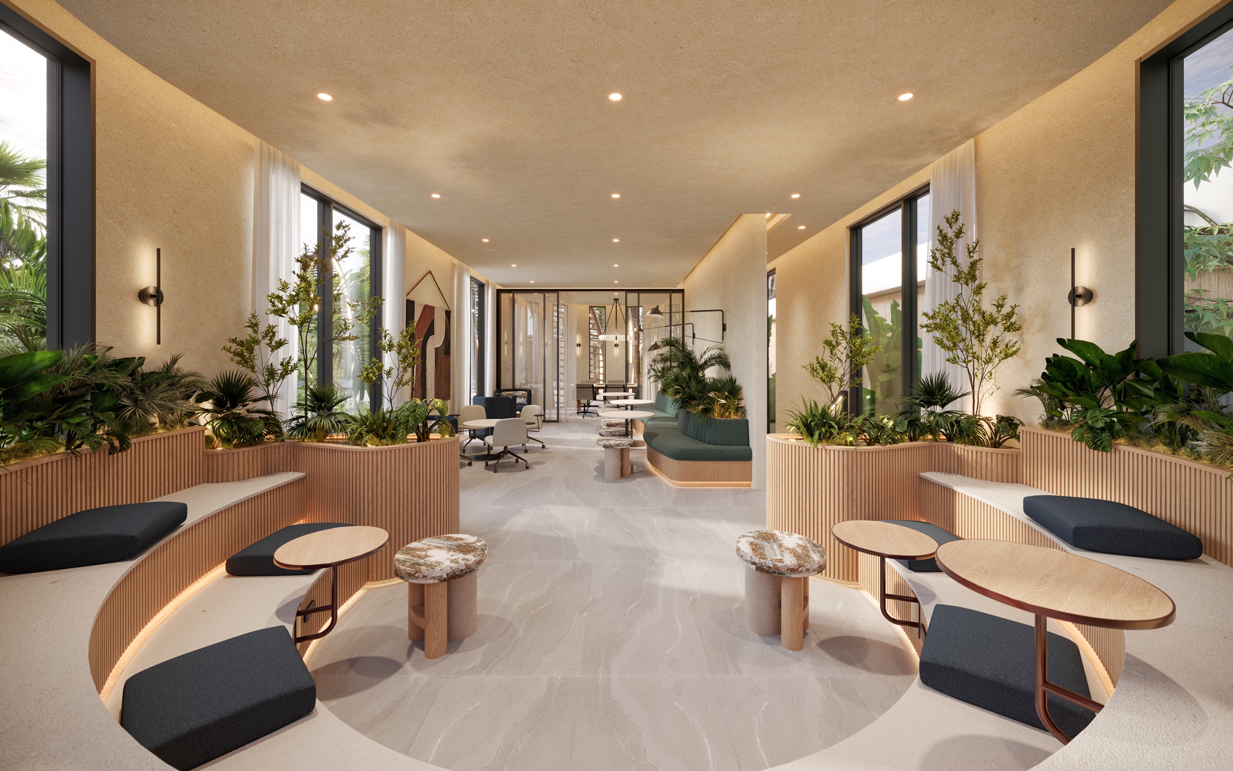 Shared coworking space, render