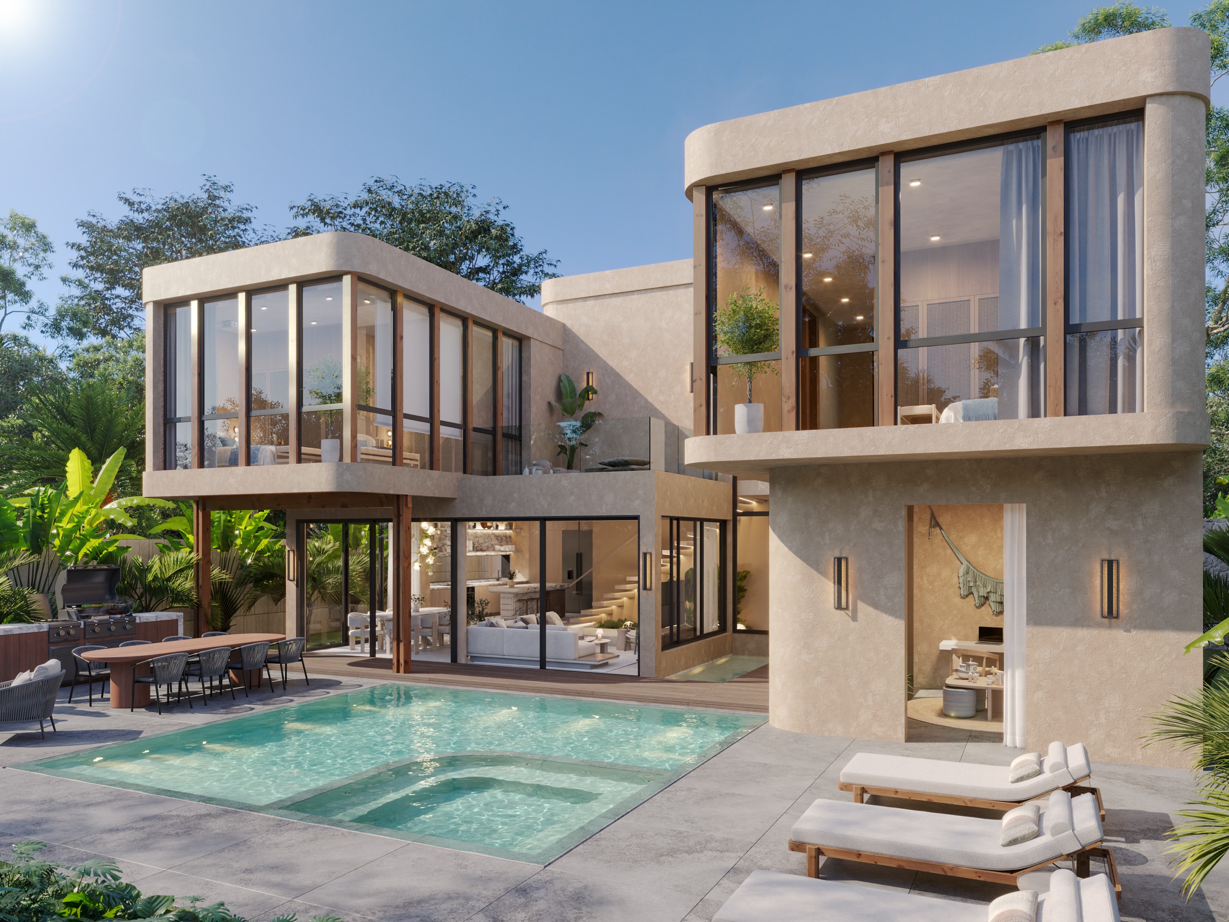 Villa Kai pool and outdoor terrace, render