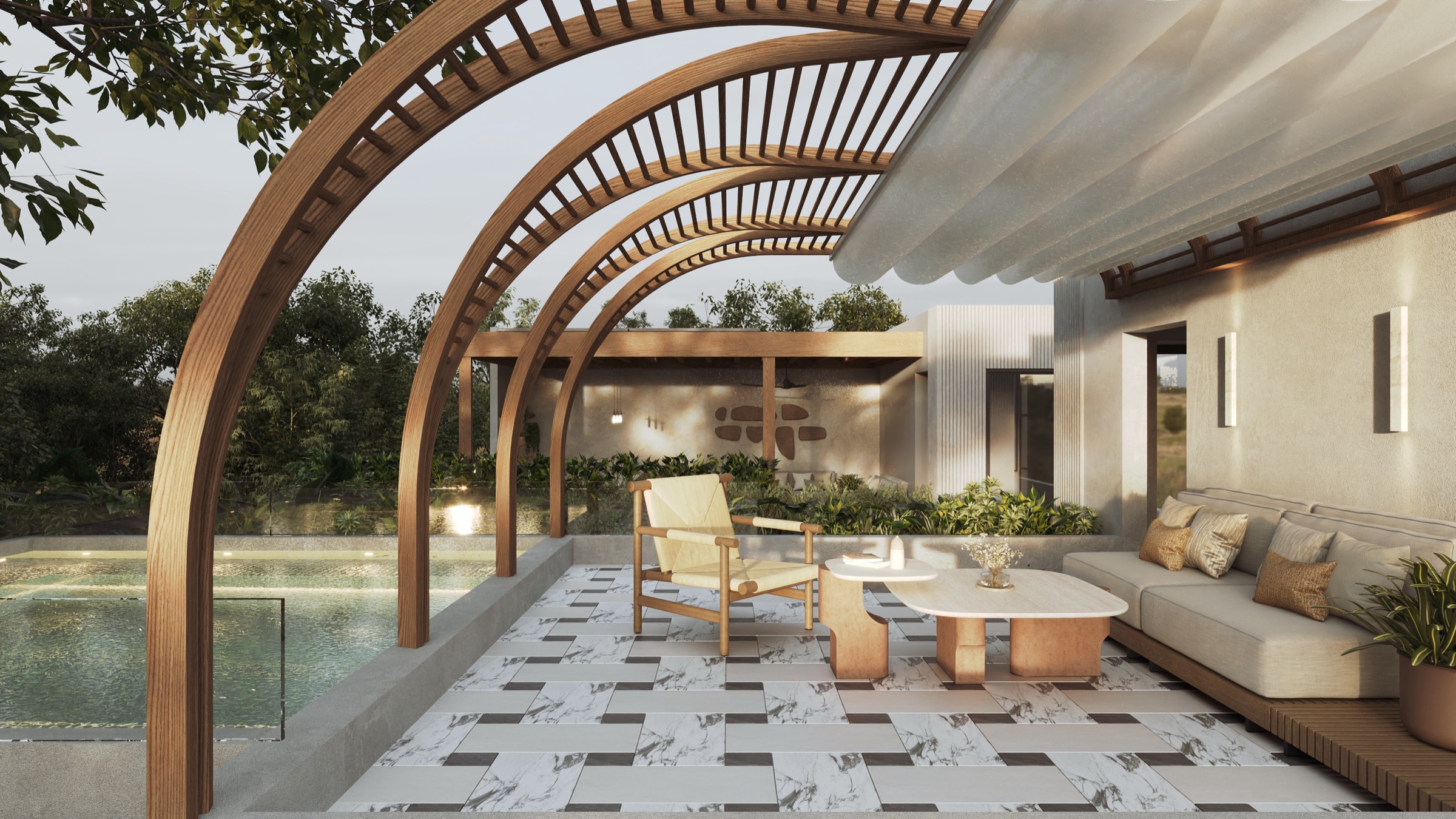Villa Pollux rooftop pool terrace, render