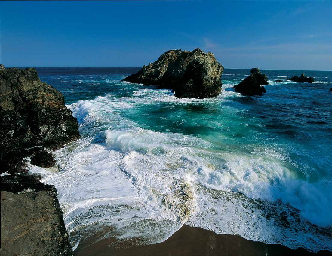 Rocky coast and surf on the ocean side of the peninsula