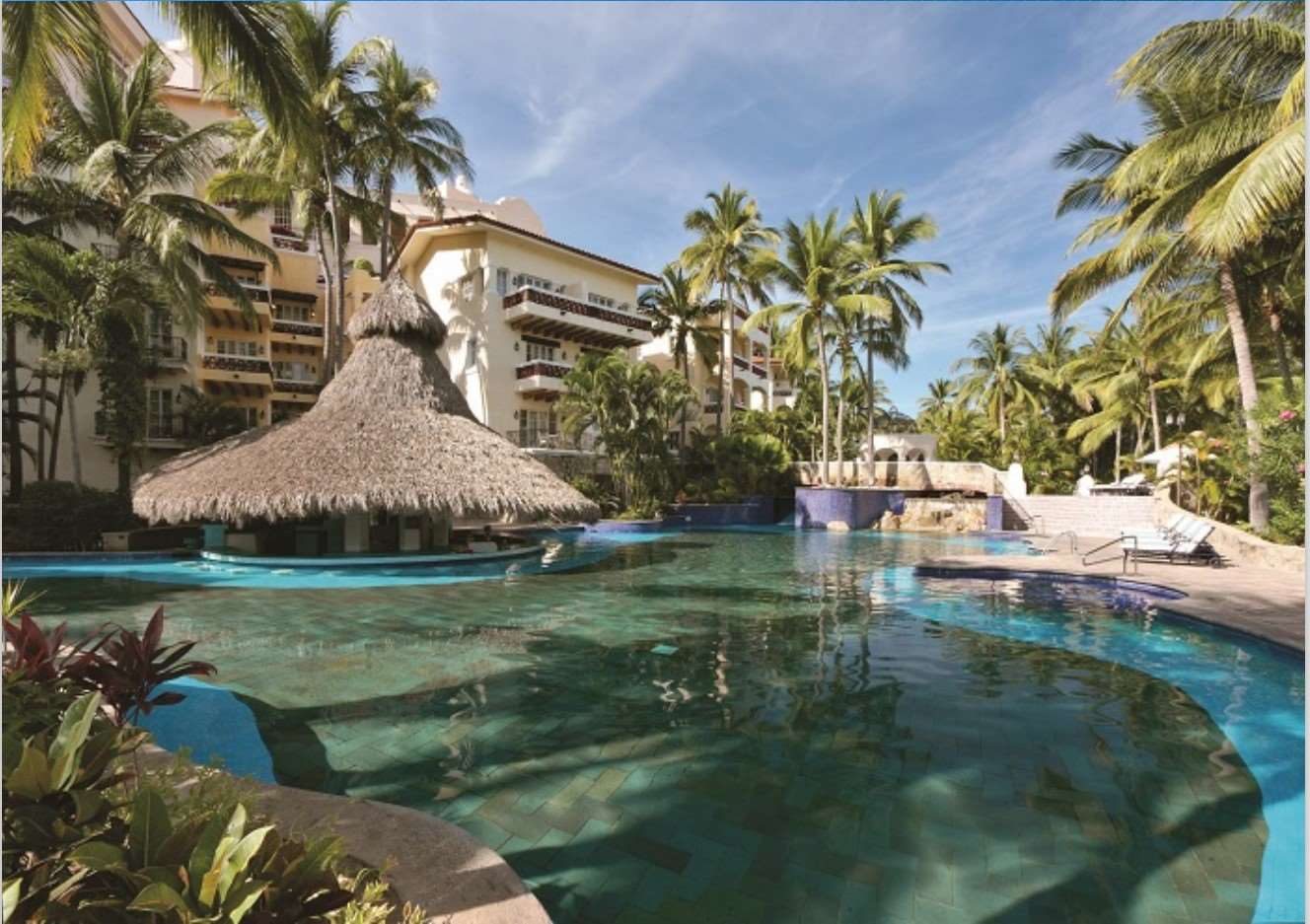 Pool bar with palapa roof