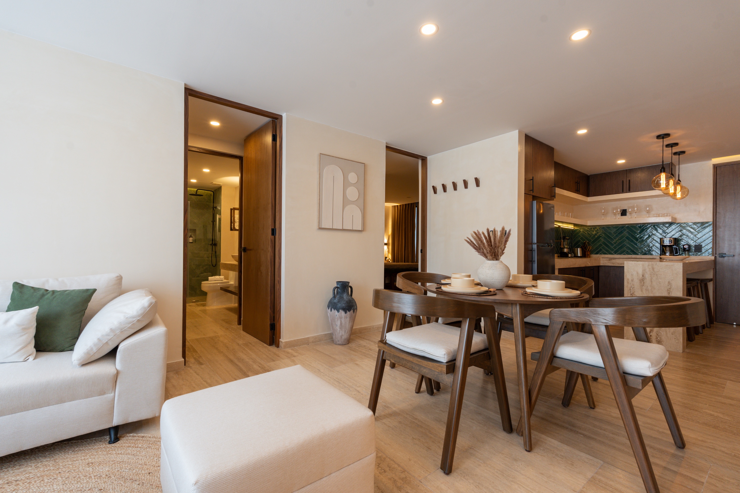 Finished living area in MAIA's sales showroom, Playa del Carmen