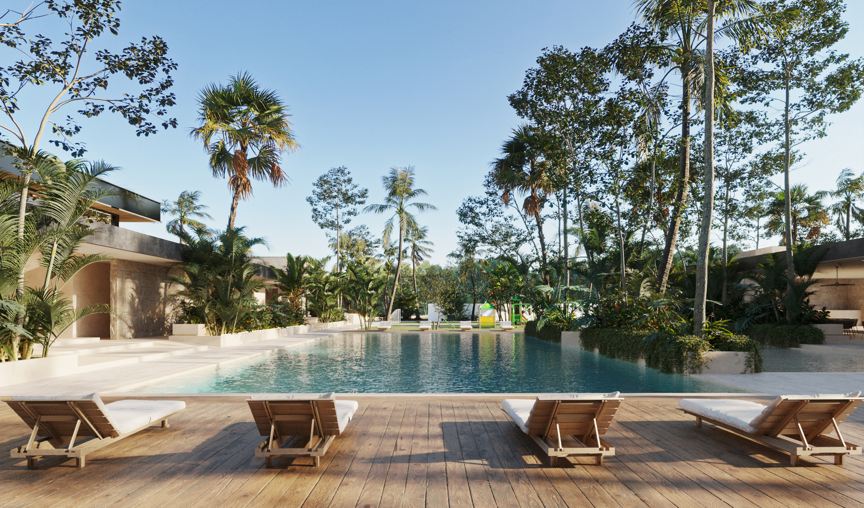 Rendering of the casa club pool at Costa Montenia