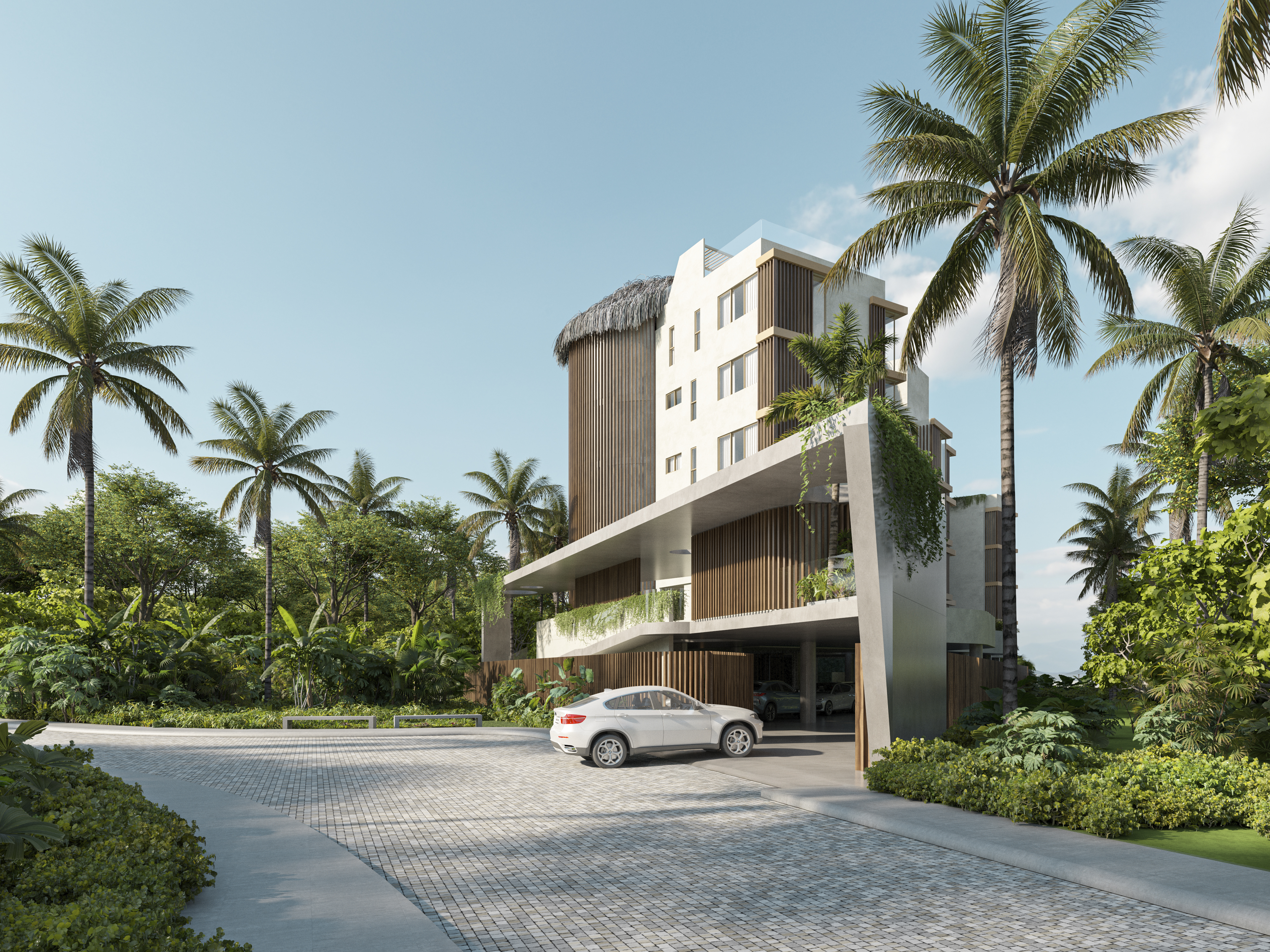 Rendering of the access facade at Naomi Beach