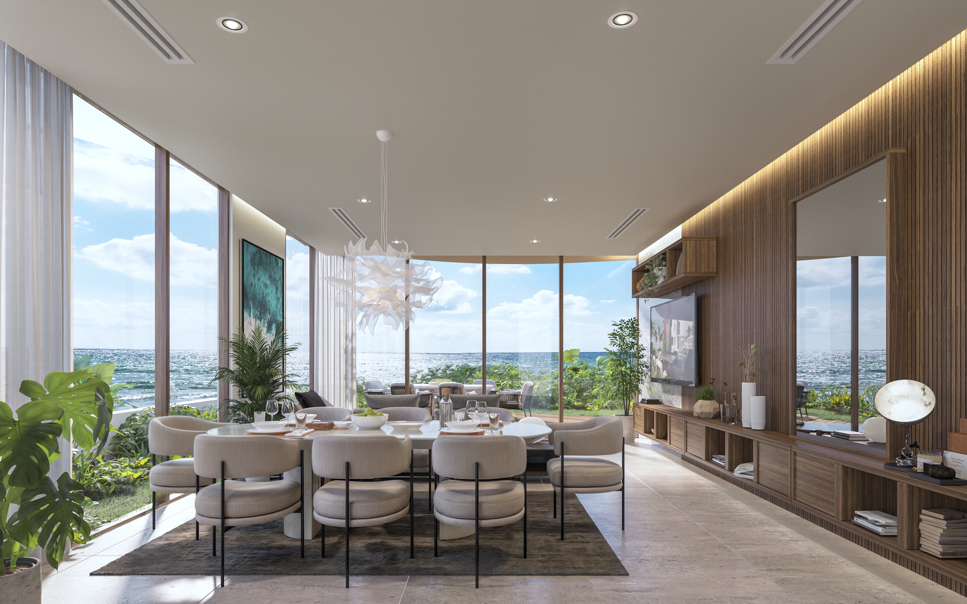 Rendering of a villa interior at Naomi Beach