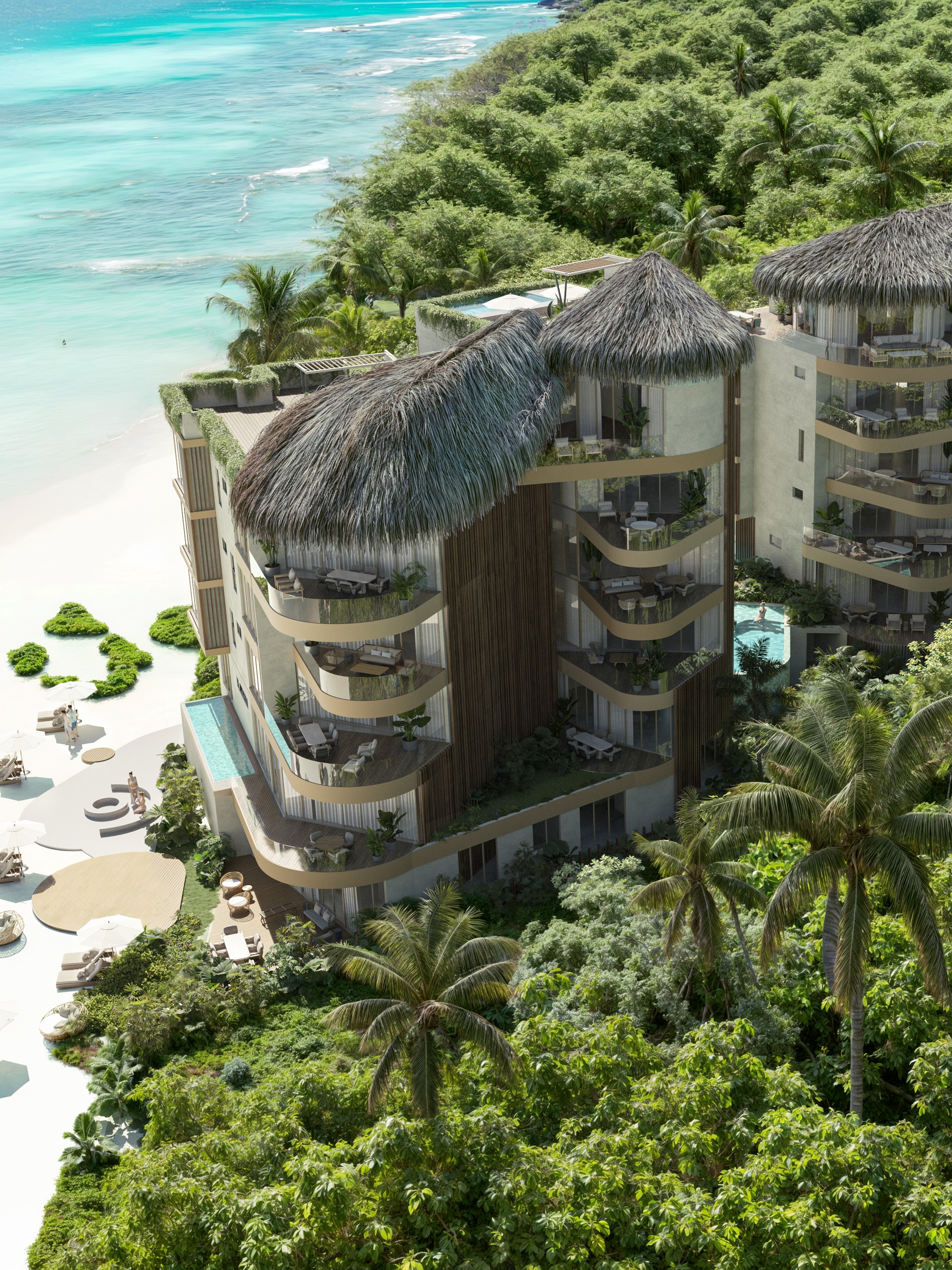 Rendering of Naomi Beach on the coast north of Playa del Carmen