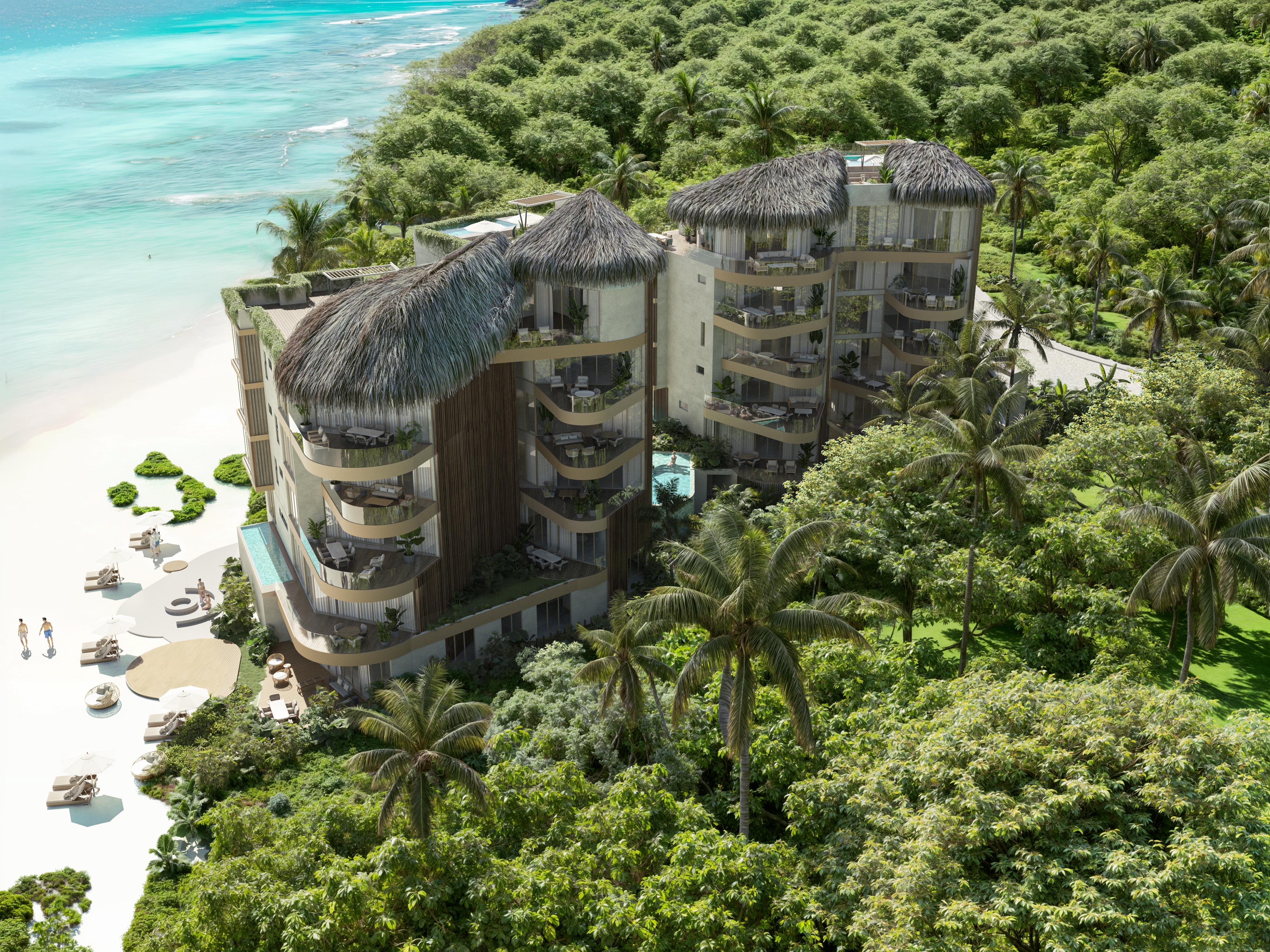 Rendering of Naomi Beach on the coast north of Playa del Carmen