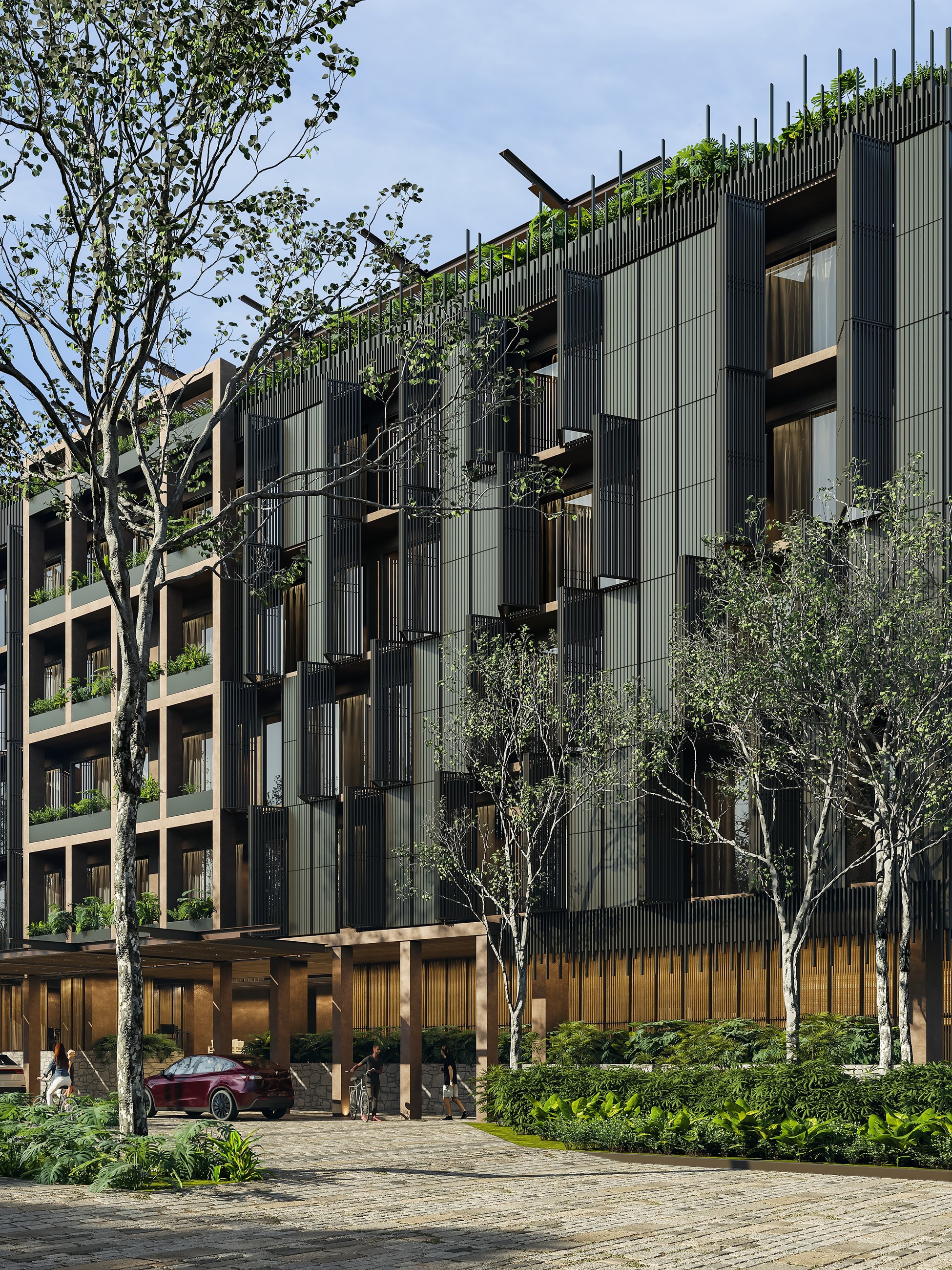 Rendering of Naomi Selva, a mixed-use village inland from Playa del Carmen