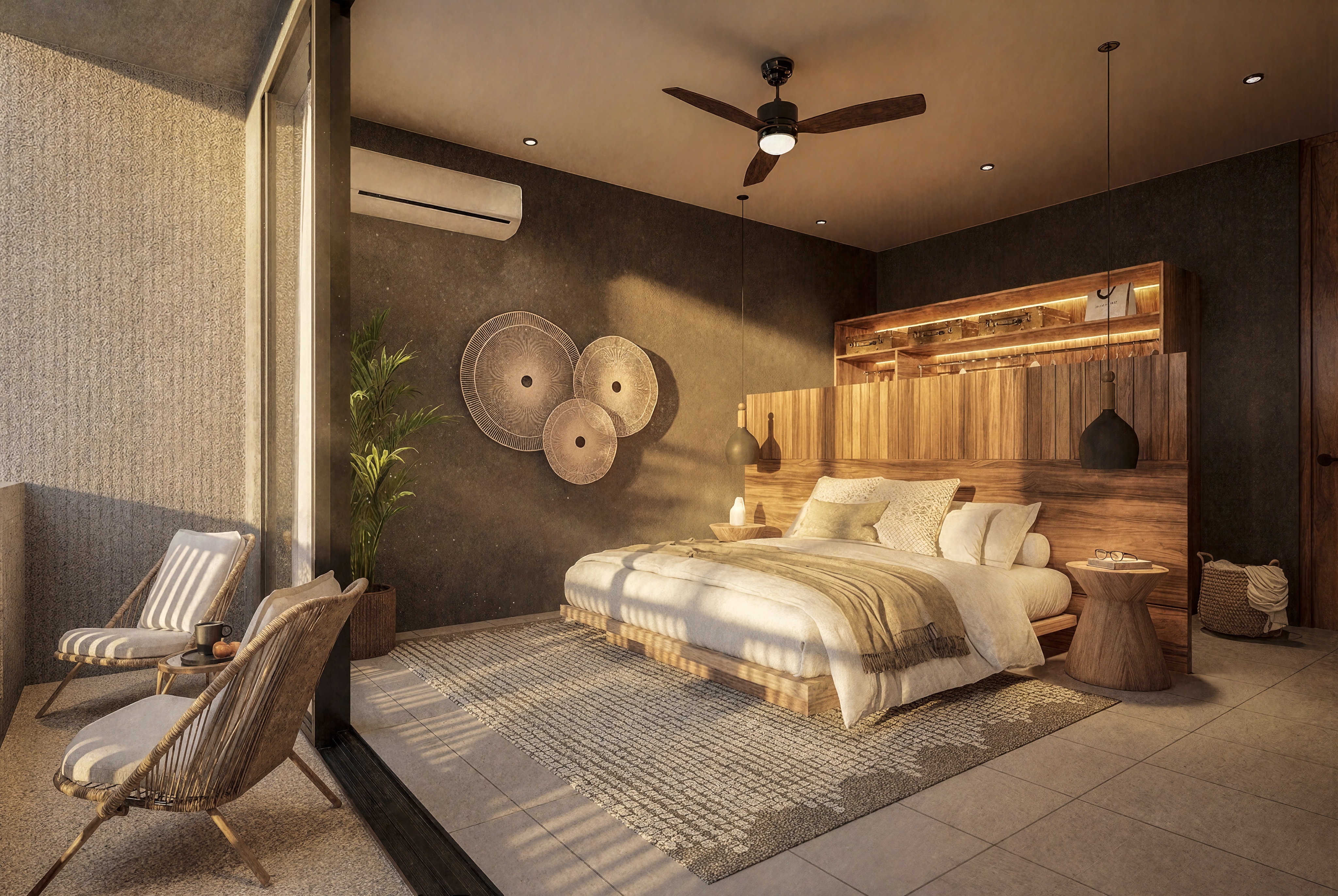 Villa Aura primary bedroom render