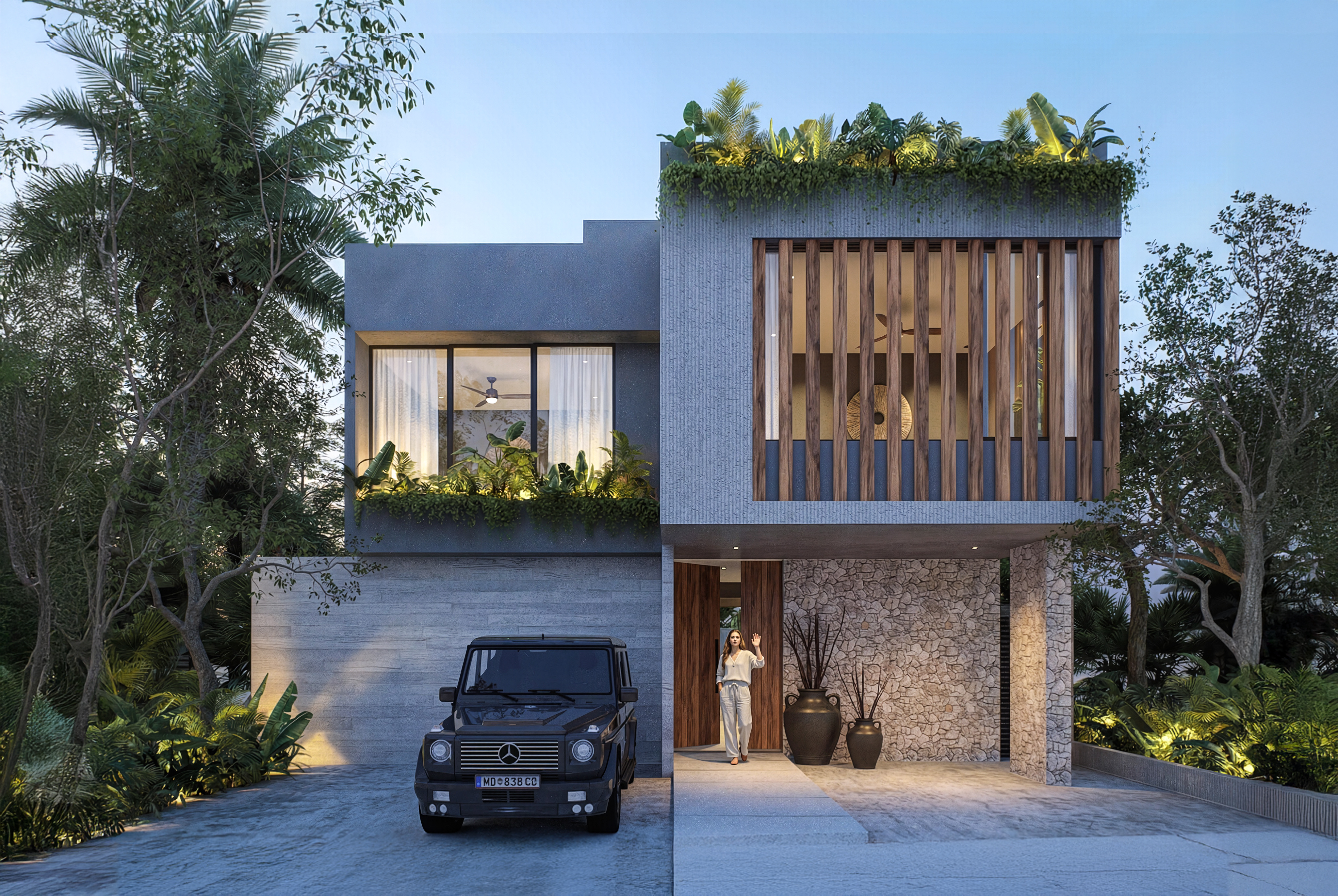 Nonai Villas facade render, Región 15, Tulum