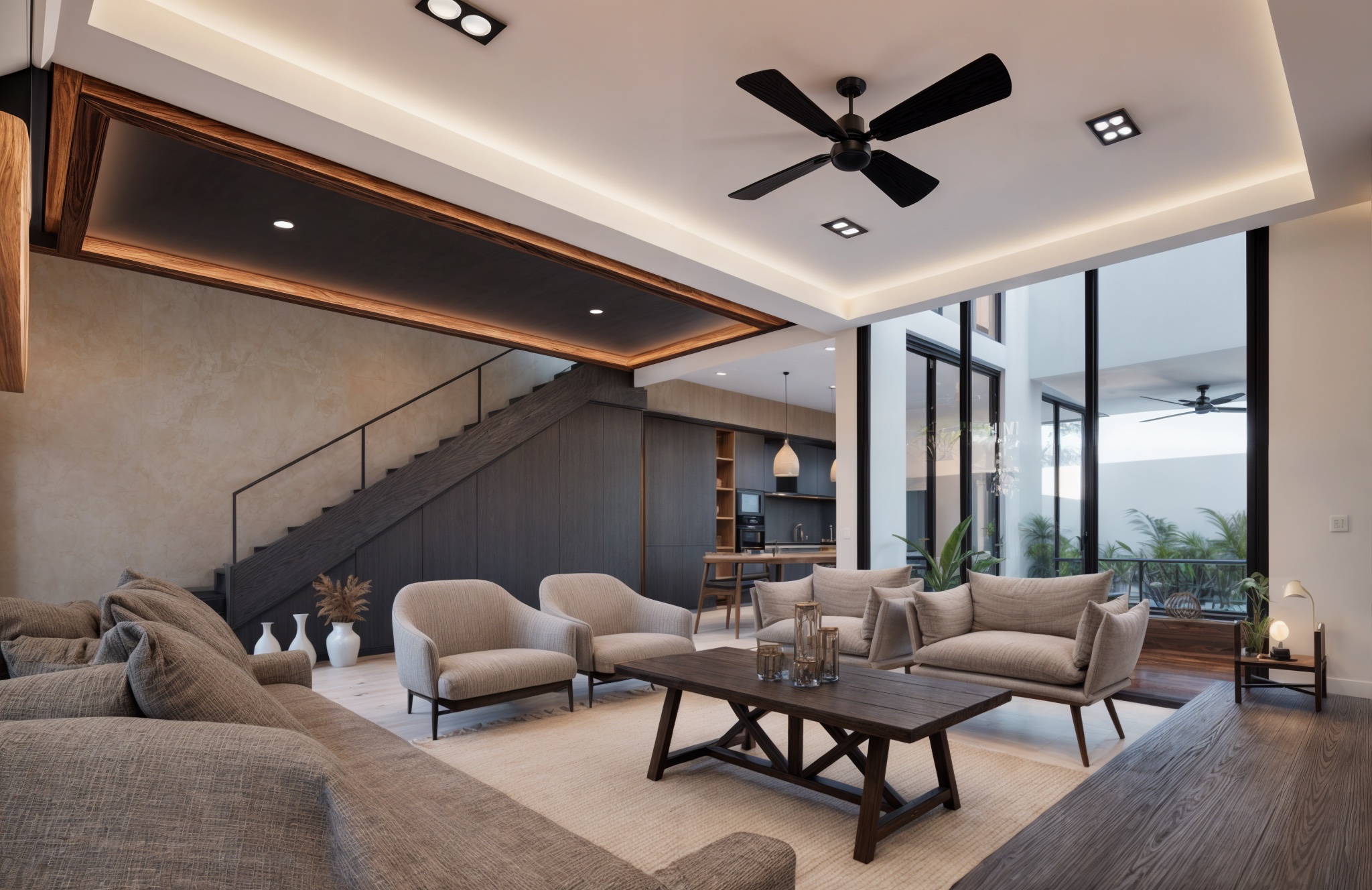 Rendering of the living room of Casa Eternity Jol