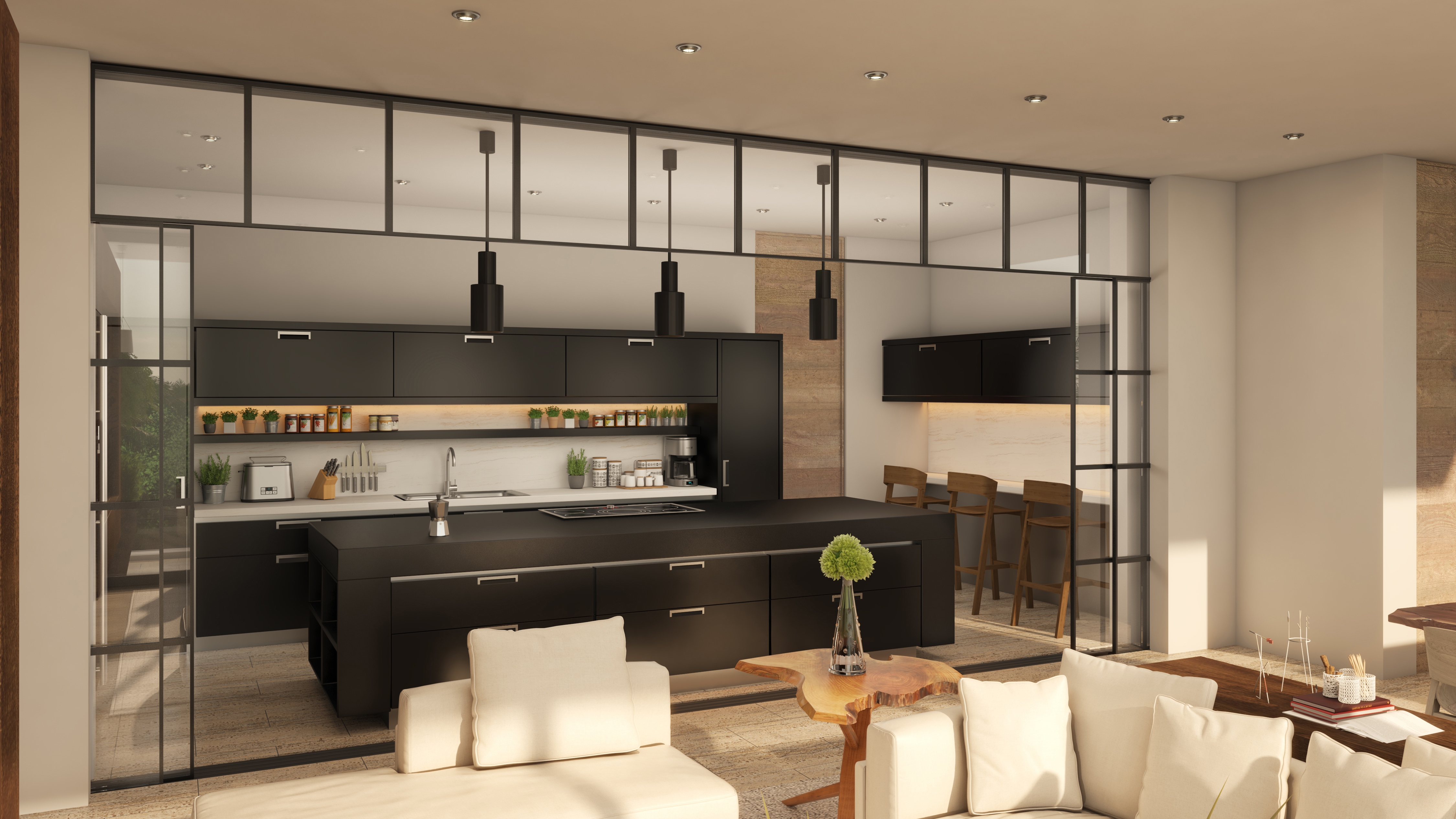 Rendering of a kitchen concept at Soleii Playacar