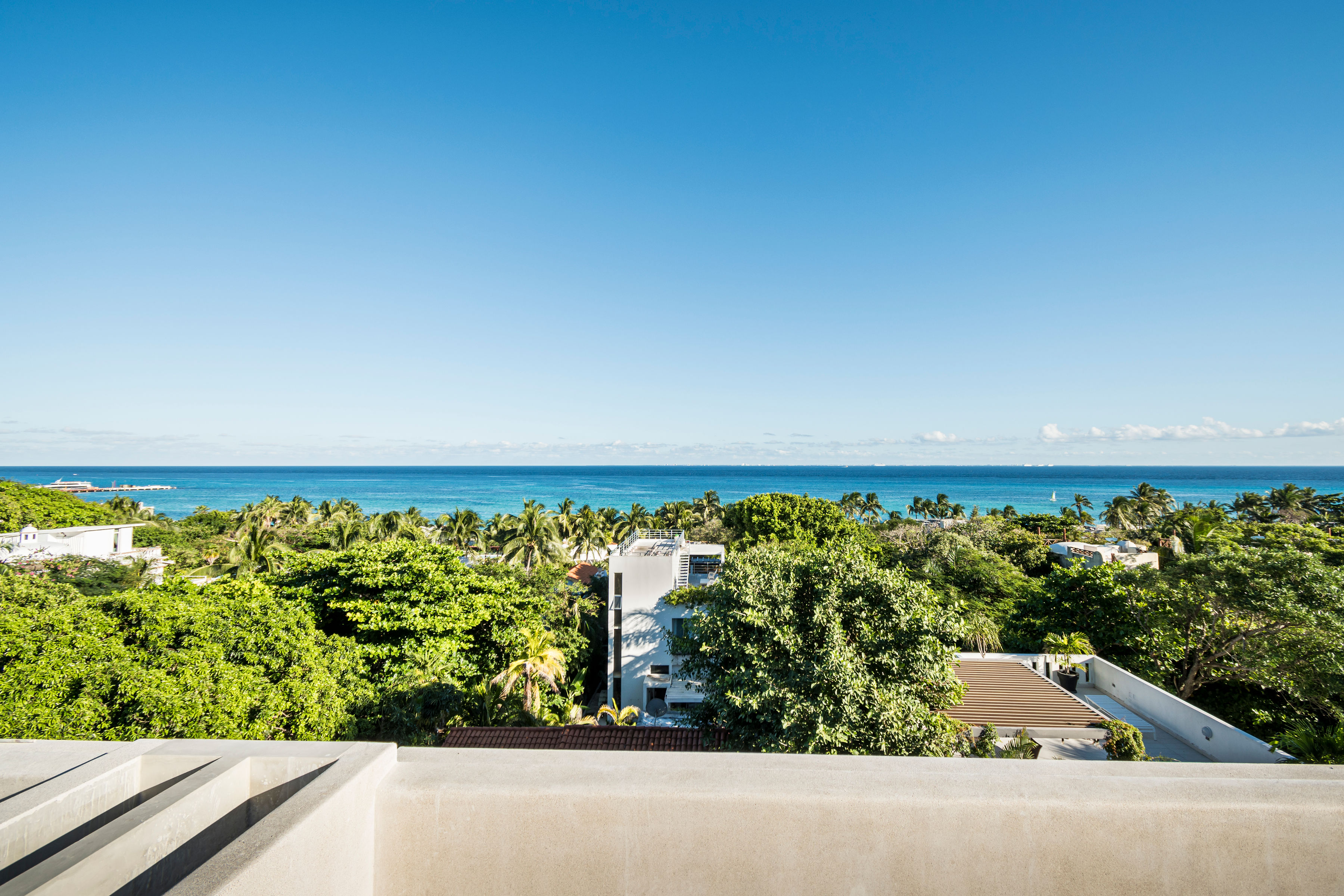Finished rooftop terrace overlooking the Caribbean Sea