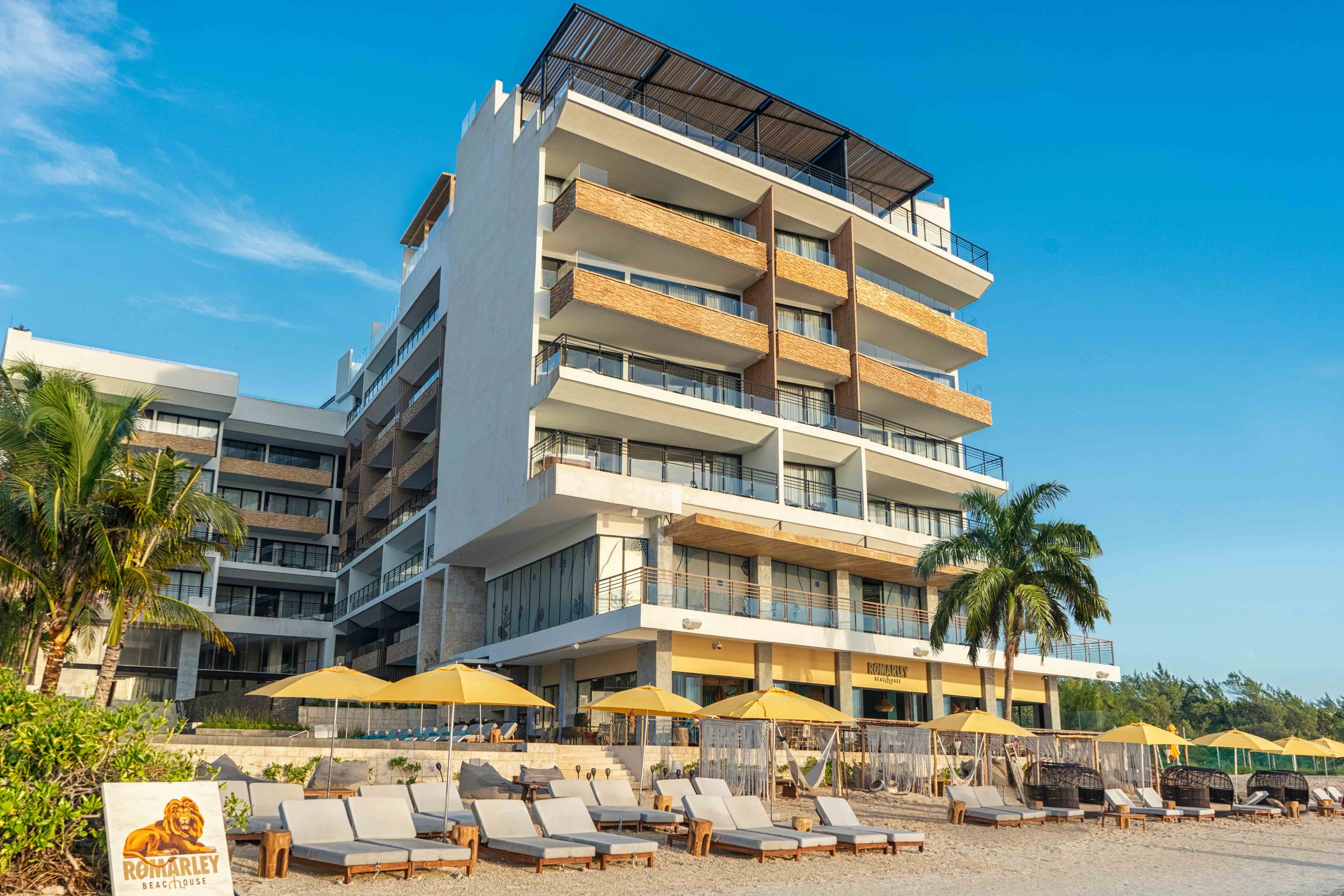 The Fives Oceanfront seen from the beach in Puerto Morelos