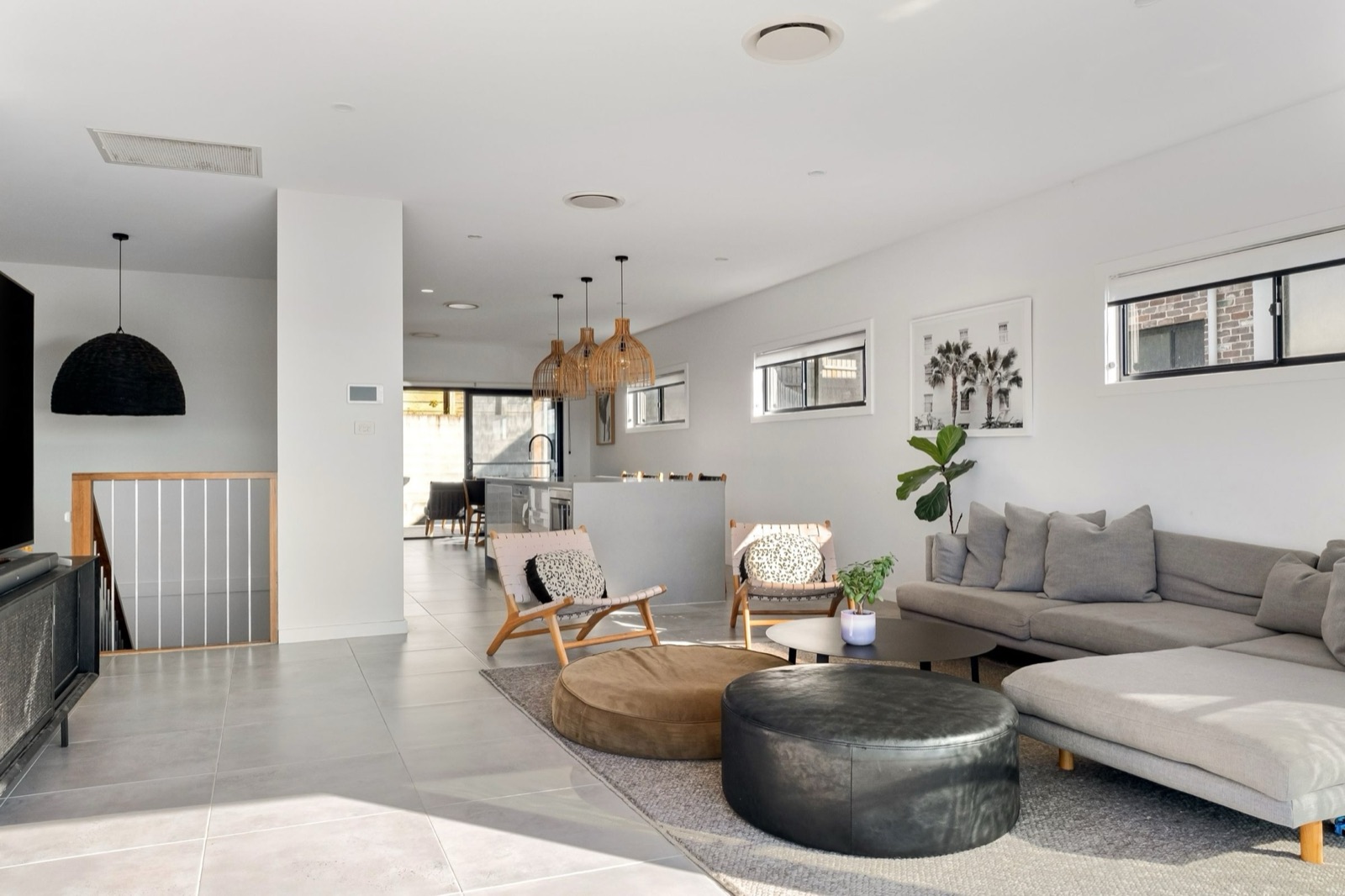 Minimalist studio in white and grey, almost empty