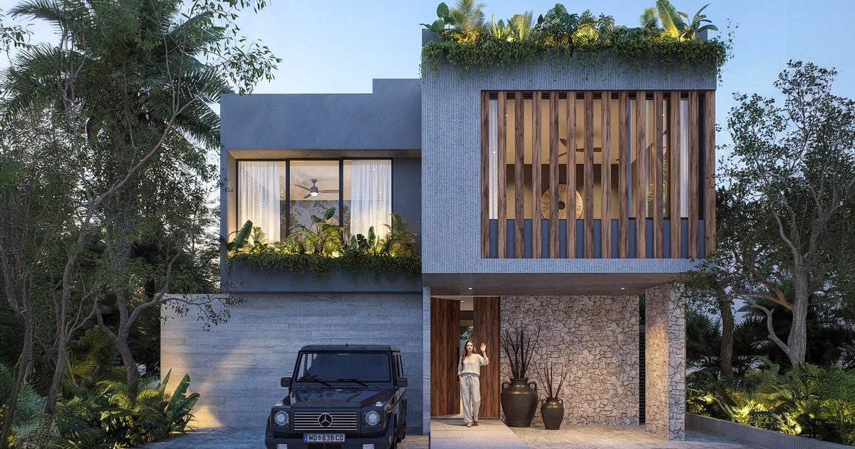 Nonai Villas facade render, Región 15, Tulum