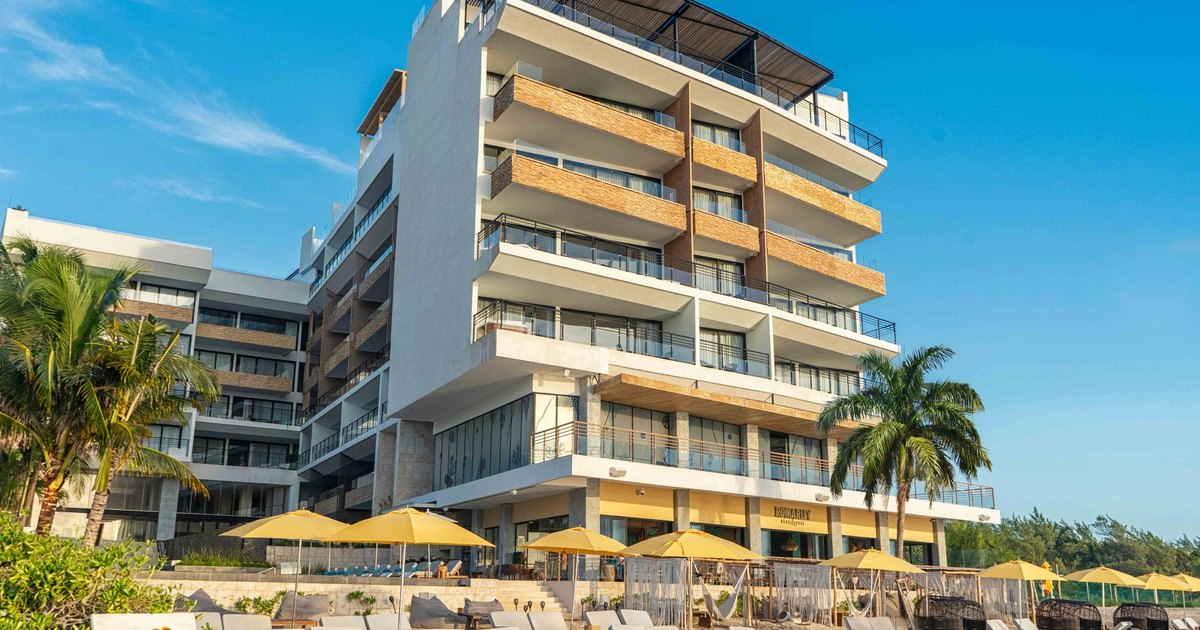 The Fives Oceanfront seen from the beach in Puerto Morelos